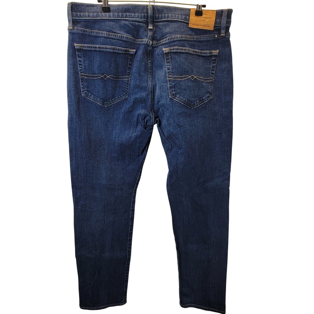 Lucky‎ Brand 121 Slim Straight Jeans Mens 36x32 Dark Blue Denim Western Festival